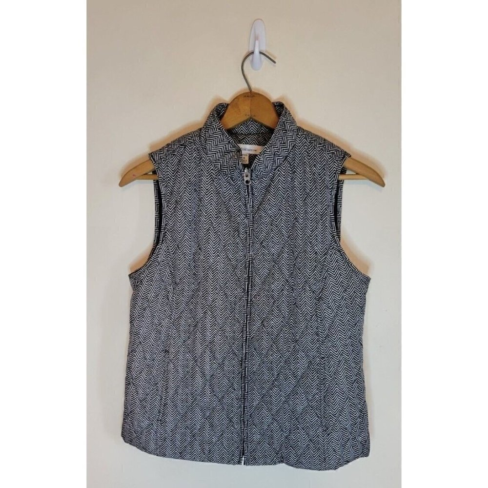 Croft & Barrow Black Chevron Quilted Puffer Vest Size M Petite